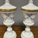 Pair Westmoreland Tall Urns w Lids Roses & Bows il