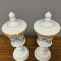 Pair Westmoreland Tall Urns w Lids Roses & Bows il