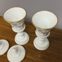 Pair Westmoreland Tall Urns w Lids Roses & Bows il