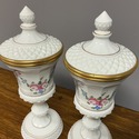 Pair Westmoreland Tall Urns w Lids Roses & Bows il