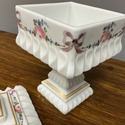 Pair Westmoreland Milk Glass Wedding Boxes Footed 