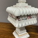 Pair Westmoreland Milk Glass Wedding Boxes Footed 