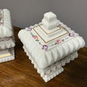 Pair Westmoreland Milk Glass Wedding Boxes Footed 