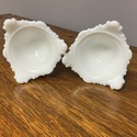 Milk Glass Candlestick Holders Hand Painted Holly 