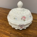 Milk Glass Round Powder Box Trinket Box Westmorela