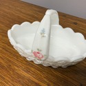 Westmoreland Milk Glass Basket Paneled Grape Hand 