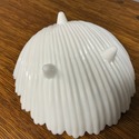 Milk Glass Footed Shell Bowl Dish Hand Painted Flo