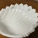 Milk Glass Footed Shell Bowl Dish Hand Painted Flo