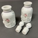 Milk Glass Vanity Set Roses and Bows Westmoreland 