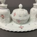 Milk Glass Vanity Set Roses and Bows Westmoreland 