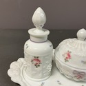 Milk Glass Vanity Set Roses and Bows Westmoreland 