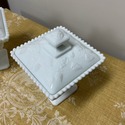 2 Milk Glass Pedestal Candy Dishes Boxes w Lids Pa