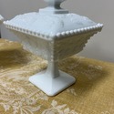2 Milk Glass Pedestal Candy Dishes Boxes w Lids Pa