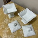 2 Milk Glass Pedestal Candy Dishes Boxes w Lids Pa