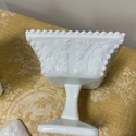 2 Milk Glass Pedestal Candy Dishes Boxes w Lids Pa