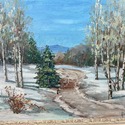 Vintage Winter Oil Painting Framed Landscape Fores