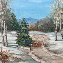 Vintage Winter Oil Painting Framed Landscape Fores