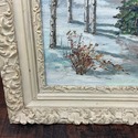 Vintage Winter Oil Painting Framed Landscape Fores
