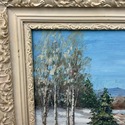 Vintage Winter Oil Painting Framed Landscape Fores