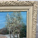 Vintage Winter Oil Painting Framed Landscape Fores
