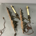 Pair Vintage Electric Wall Sconces Bronze Metal La