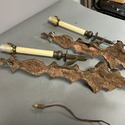 Pair Vintage Electric Wall Sconces Bronze Metal La