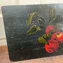 Antique Oil Painting Red Apples Green Branches Bla