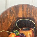 Antique Round Wood Board Painting Copper Kettle St