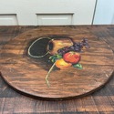 Antique Round Wood Board Painting Copper Kettle St