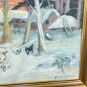 Vintage Painting Winter Snow Scene Woods Herd of S