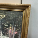 Vintage Painting Winter Snow Scene Woods Herd of S