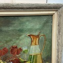 Vintage Oil Painting Still Life Tray of Fruit Wine