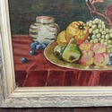 Vintage Oil Painting Still Life Tray of Fruit Wine
