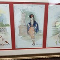3 Vintage Fashion Prints Framed Paris Vichy France