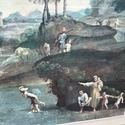 Vintage Print Landscape with Figures by Domenichin