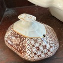 Antique Brown White Teapot Staffordshire Transferw