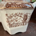 Antique Brown White Teapot Staffordshire Transferw
