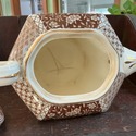 Antique Brown White Teapot Staffordshire Transferw