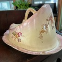 Antique Covered Cheese Dish Dome Floral Gold Accen