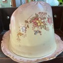 Antique Covered Cheese Dish Dome Floral Gold Accen
