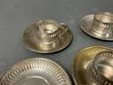 3 Demitasse Silverplate Cup Holders 4 Saucers Reti