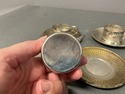 3 Demitasse Silverplate Cup Holders 4 Saucers Reti