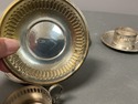 3 Demitasse Silverplate Cup Holders 4 Saucers Reti