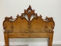 French Carved Wood Queen Headboard Intricate Scrol