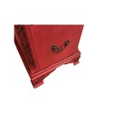 Asian Writing Desk Painted Red Brass Hardware Rope