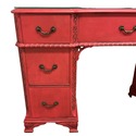 Asian Writing Desk Painted Red Brass Hardware Rope