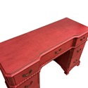 Asian Writing Desk Painted Red Brass Hardware Rope