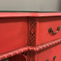 Asian Writing Desk Painted Red Brass Hardware Rope
