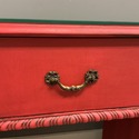 Asian Writing Desk Painted Red Brass Hardware Rope