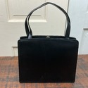 Vintage Petit Point Handbag Purse Top Handle Black
